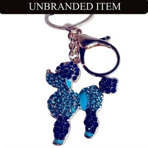 BAG CHARM/ KEYCHAIN: Blue Rhinestone Poodle Keychain, NIP